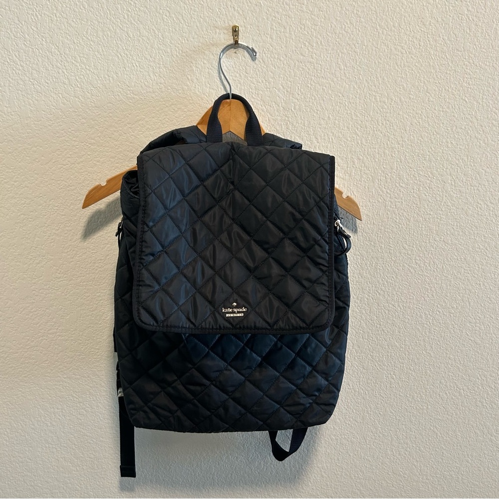 Kate Spade Ridge Street New York Torrence Quilted Black Backpack w/ changing pad